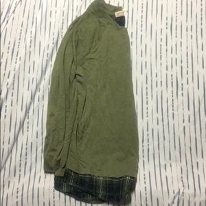 Green sweater with plaid accents